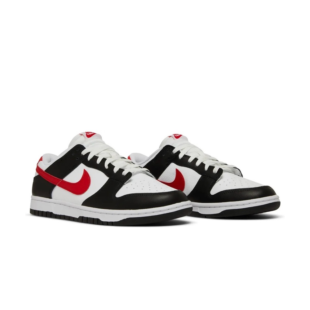 Nike Black White and Red Dunk Low Sneakers